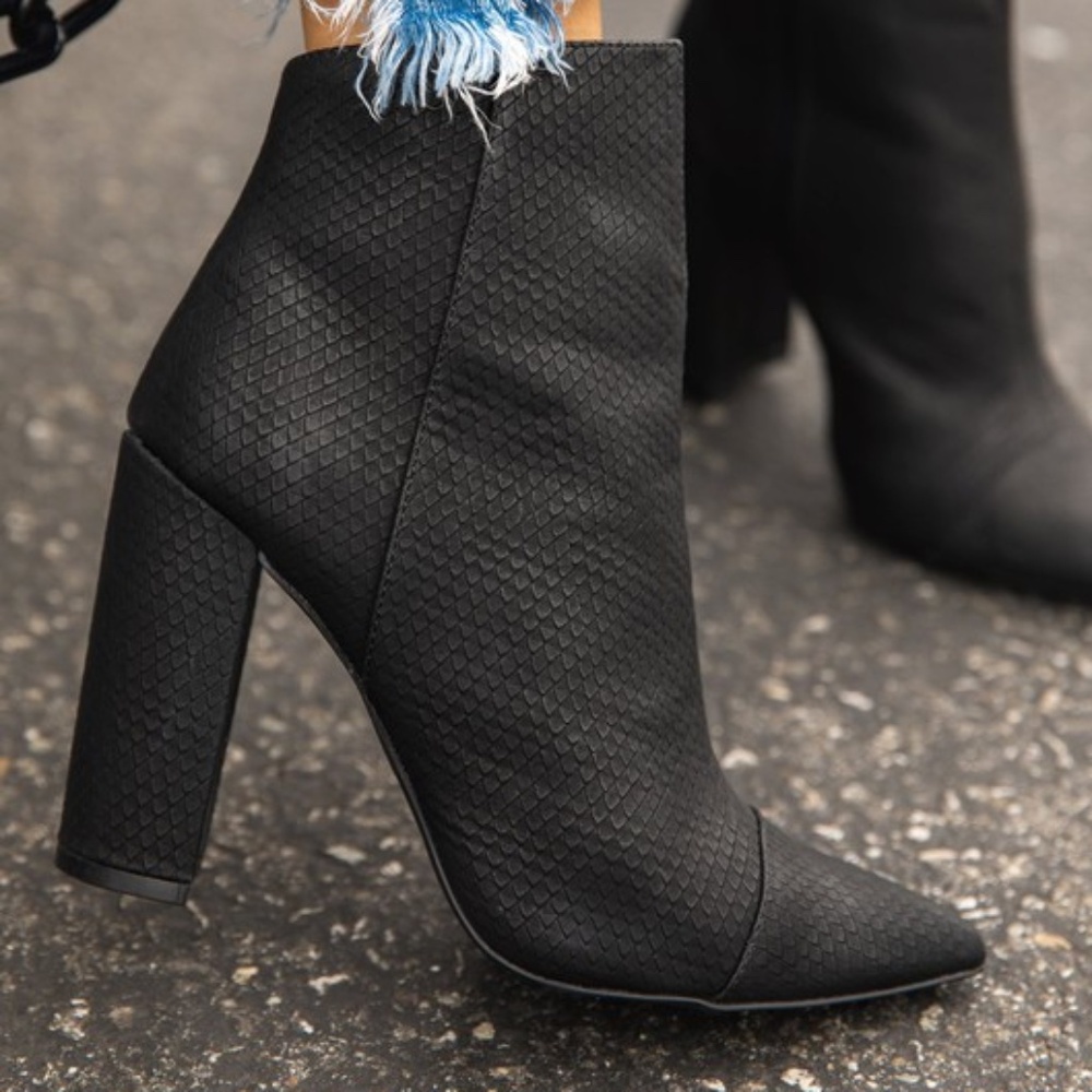 NWT Black Snakeskin Booties